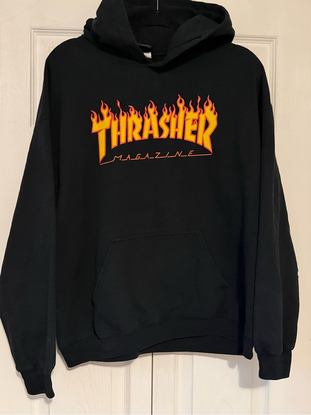 Thrasher Flame Logo Black Hoodie - Men's Pullover Sweatshirt